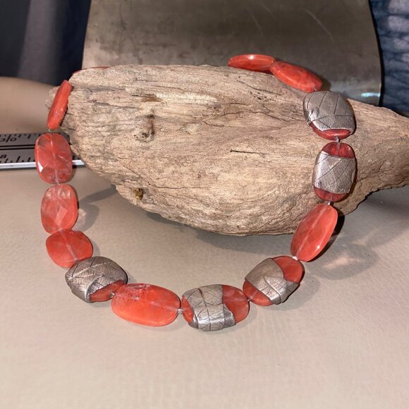 Roycroft Artisan Pink Stone 90gLeaf Fine Silver Accents...